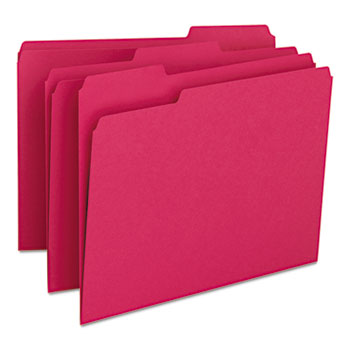 Smead File Folders, 1/3 Cut Top Tab, Letter, Red, 100/Box