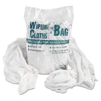 General Supply Bag-A-Rags Reusable Wiping Cloths, Cotton, White, 1 lb Pack