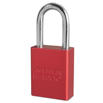 American Lock Solid Aluminum Padlock, 1 1/2&quot; Wide, Red, 2 Keys