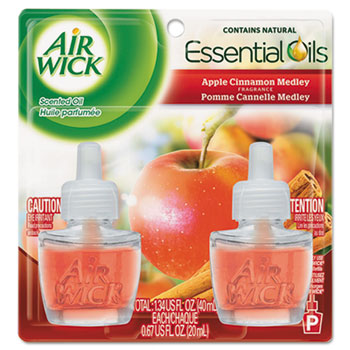 Air Wick Scented Oil Refill, Warming, Apple Cinnamon Medley, 0.67 oz, Orange, 2/Pack