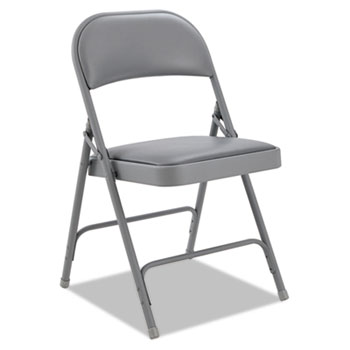 Alera Steel Folding Chair with Two-Brace Support, Light Gray Seat/Light Gray Back, Light Gray Base, 4/CT