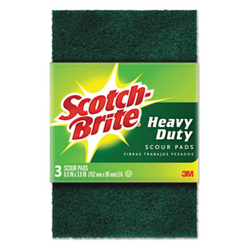 Scotch-Brite&#174; Heavy-Duty Scour Pad, 3.8w x 6&quot;L, Green, 3/Pack