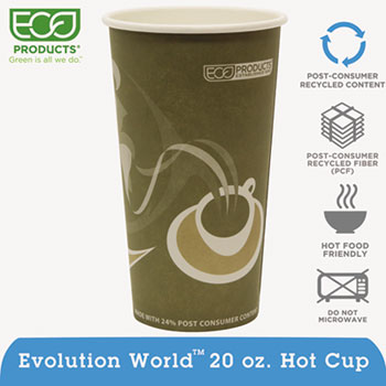Eco-Products&#174; Evolution World 24% Recycled Content Hot Cups Convenience Pack - 20oz., 50/PK