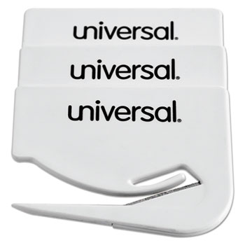 Universal Letter Slitter Hand Letter Opener w/Concealed Blade, 2 1/2&quot;, White, 3/Pack