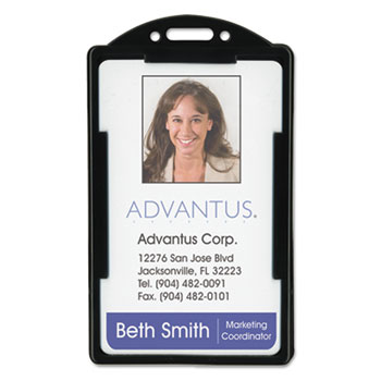 Advantus Vertical ID Card Holders, 2 1/8 x 3 3/8, Black, 25 per Pack