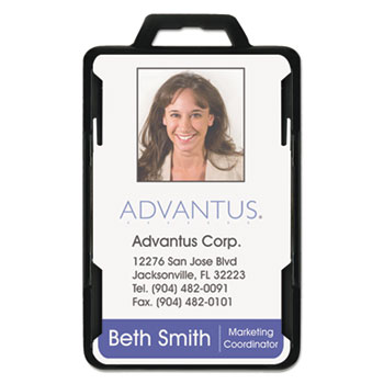 Advantus Secure-Two Card RFID Blocking Badge, 3 3/8 x 2 1/8, Black, 20 per Pack