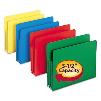 Smead Exp File Pockets, Straight Tab, Poly, Letter, Assorted, 4/Box