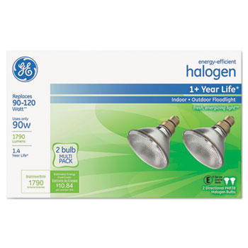 GE Energy-Efficient Halogen 90 Watt PAR38 Floodlight, 1790 lm, 2/PK