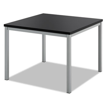 HON Basyx Metal Leg Corner Table, , 24&quot;W x 24&quot;D, Black Laminate, Silver Frame