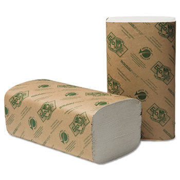 Wausau Paper EcoSoft Singlefold Towels, Natural White, 250 Towels/Pack, 16 Packs/Carton