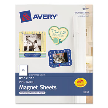 Avery Magnet Sheets, Matte, 8 1/2&quot; x 11&quot;, White, 5/PK