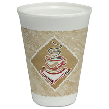 Dart Caf&#233; G Cups, Foam, 12oz., White/Brown/Red, 20/BG, 50 BG/CT