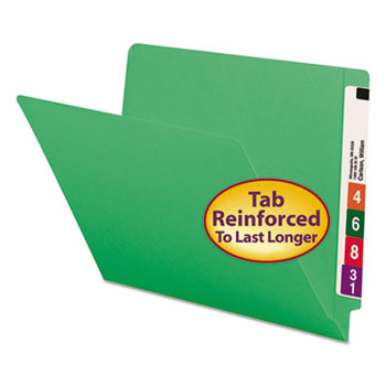 Smead Colored File Folders, Straight Cut, Reinforced End Tab, Letter, Green, 100/Box