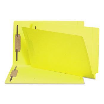 Smead Two-Inch Capacity Fastener Folders, Straight Tab, Legal, Yellow, 50/Box