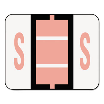 Smead A-Z Color-Coded Bar-Style End Tab Labels, Letter S, Pink, 500/Roll