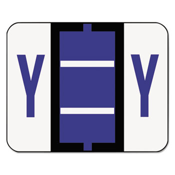 Smead A-Z Color-Coded Bar-Style End Tab Labels, Letter Y, Violet, 500/Roll
