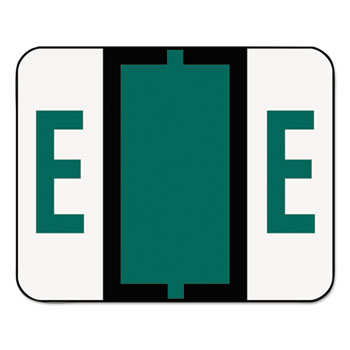 Smead A-Z Color-Coded Bar-Style End Tab Labels, Letter E, Dark Green, 500/Roll
