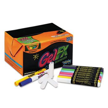 Crayola Washable Gel Fx Marker Classpack, 8 Colors, 80/PK