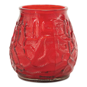 FancyHeat&#174; Victorian Filled Glass Candles, Red, 60 Hour Burn, 3 3/4&quot;High, 12/Carton