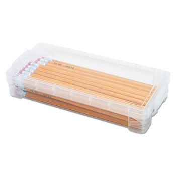 Advantus Super Stacker Pencil Box, Clear, 8 1/4&quot; x 3 3/4&quot; x 1 1/2&quot;