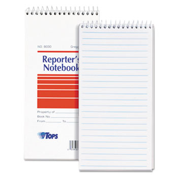 TOPS™ Reporter Notebook, Wide Rule, 4 x 8, White, 70 Sheets, Dozen