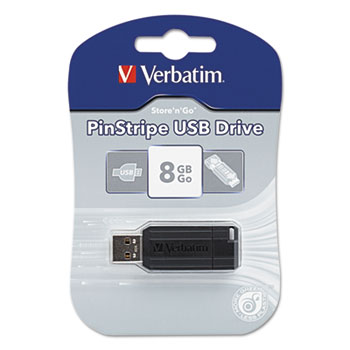 Verbatim&#174; PinStripe USB 2.0 Drive, 8GB, Black