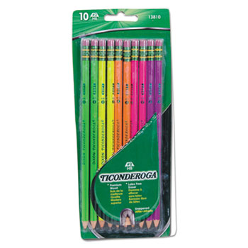 Ticonderoga&#174; Pre-Sharpened Pencil, HB, #2, Assorted Color Barrels, 10/Set