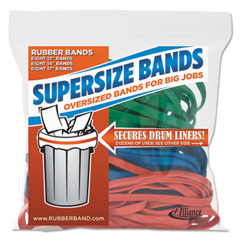 Alliance Rubber Company SuperSz. Rubber Bands, 12&quot; Red, 14&quot; Green, 17&quot; Blue, 1/4&quot;w, 24/Pack