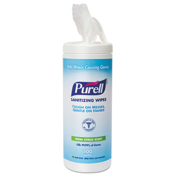 PURELL Premoistened Hand Sanitizing Wipes, 5.78&quot; x 7&quot;, 100/Canister, 12 Canisters/CT