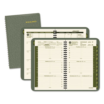 AT-A-GLANCE Recycled Weekly/Monthly Appointment Book, 4 7/8 x 8, Green, 2020
