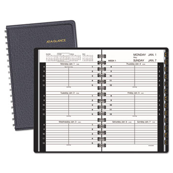 AT-A-GLANCE Weekly Appointment Book, Hourly Appointments, 3 3/4 x 6 1/8, Black, 2019