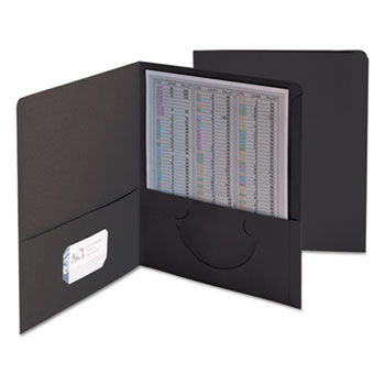 Smead Two-Pocket Folder, Textured Heavyweight Paper, Black, 25/Box