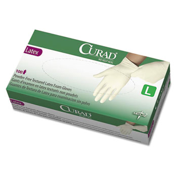 Curad&#174; Latex Exam Gloves, Powder-Free, Large, 100/Box