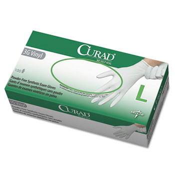 Curad&#174; 3G Synthetic Vinyl Exam Gloves, Powder-Free, Large, 100/Box