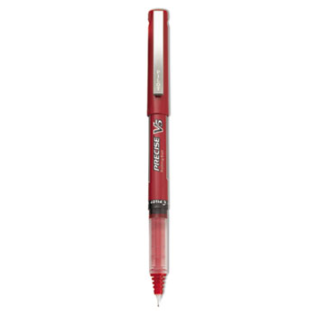 Pilot&#174; Precise V5 Roller Ball Stick Pen, Precision Point, Red Ink, .5mm, Dozen