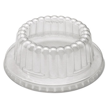 SOLO&#174; Cup Company Flat-Top Dome PET Plastic Lids f/12 oz Containers, Clear, 1000/Carton