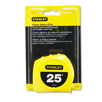 Stanley&#174; Power Return Tape Measure, Plastic Case, 1&quot; x 25ft, Yellow