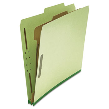 Universal Four-Section Pressboard Classification Folders, 1 Divider, Letter Size, Green, 10/Box