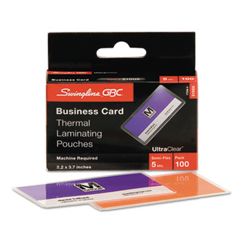 GBC&#174; Laminating Pouches, 5 mil, 2 3/16 x 3 11/16, Business Card Size, 100