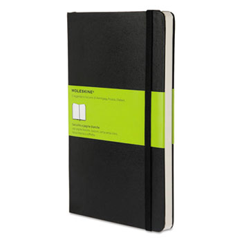Moleskine&#174; Hard Cover Notebook, Plain, 8 1/4 x 5, Black Cover, 192 Sheets