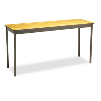Barricks Utility Table, Rectangular, 60w x 18d x 30h, Oak/Brown