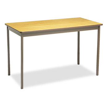 Barricks Utility Table, Rectangular, 48w x 24d x 30h, Oak/Brown