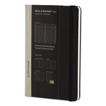 Moleskine Professional Notebook, Ruled, 8 1/4 x 5, Black Cover, 240 Sheets