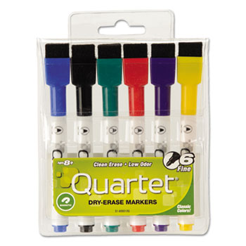 Quartet&#174; Low-Odor ReWritables Dry Erase Mini-Marker Set, Fine Point, Classic, 6/Set