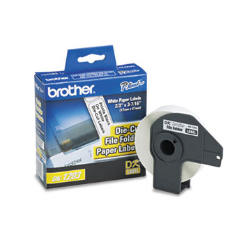 Brother Die-Cut File Folder Labels, .66&quot; x 3.4&quot;, White, 300/Roll