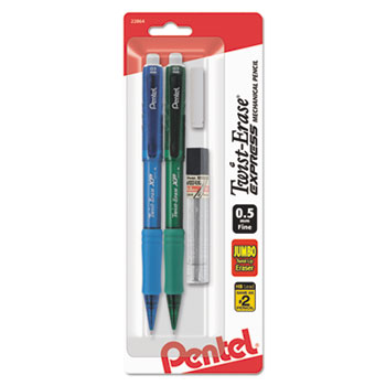 Pentel Twist-Erase EXPRESS Mechanical Pencil, .5 mm, 2 per Set