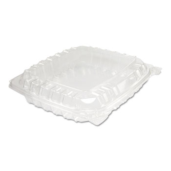 Dart&#174; ClearSeal Plastic Hinged Container, 8-5/16 x 8-5/16 x 2, Clear, 125/BG, 2 BG/CT