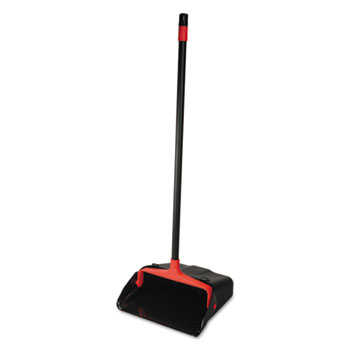 O-Cedar&#174; Commercial Maxi-Plus Lobby Dust Pan with Rear Wheels, Black, 13&quot;Wide, 30&quot;Handle