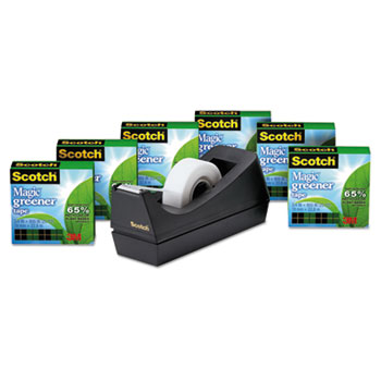 Scotch™ Magic Greener Tape, with C38 Dispenser, 3/4&quot; x 900&quot;, 6/Pack
