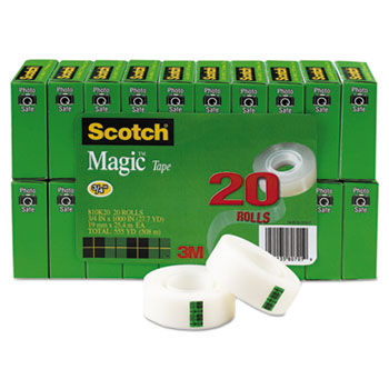Scotch™ Magic Tape Value Pack, 3/4&quot; x 1000&quot;, 1&quot; Core, Clear, 20/Pack